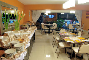 Dining room at he Mariel Hotel in the heart of Lima's Miraflores district