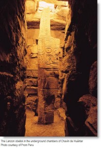 An obelisk in Chavin de Hauntar