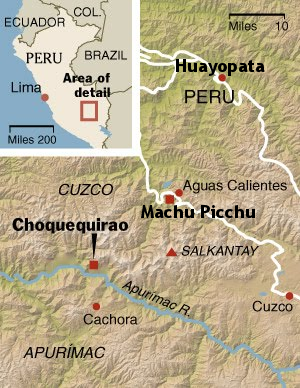 Map: Huayopata and Machu Picchu