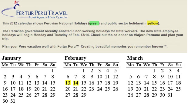 Fertur 2012 Travel Calendars