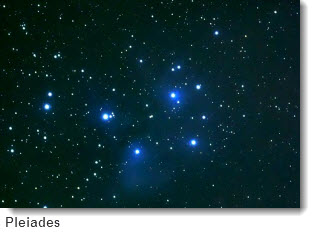 An image of the Pleiades star cluster