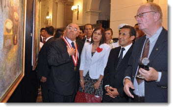 President Ollanta Humala attends the inauguration Ricardo Florez exhibit, featuring dozens of fakes