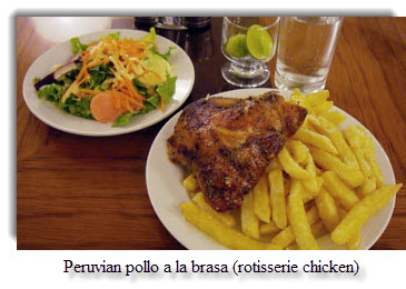 Peru's most loved chicken dish served with fries and salad