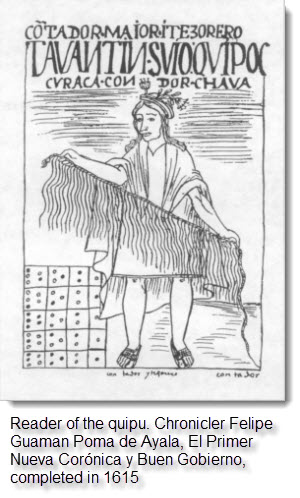 Reader of the quipu. Chronicler Felipe Guaman Poma de Ayala, El Primer Nueva Corónica y Buen Gobierno, completed in 1615