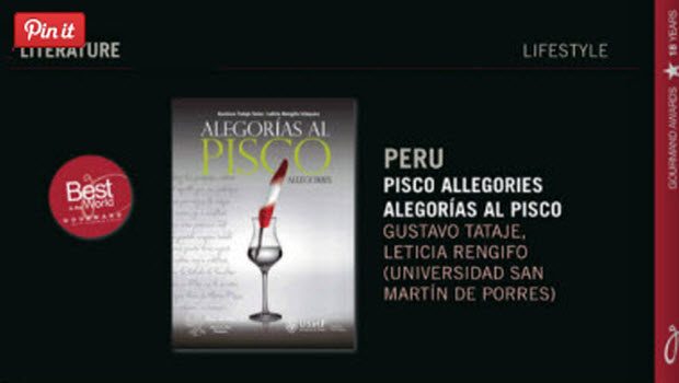 ‘Pisco Allegories’ winner at International Gourmand Cookbook Awards in Paris