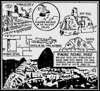 North American vacationers beckoned to Peru by this Machu Picchu article from 1955
