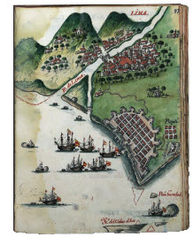 18th century depiction of Lima and Port of Callao