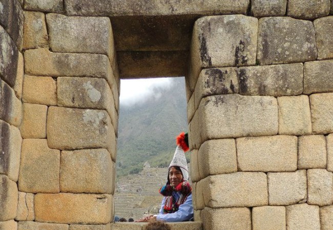 Taking a breather from the tour of Machu Picchu