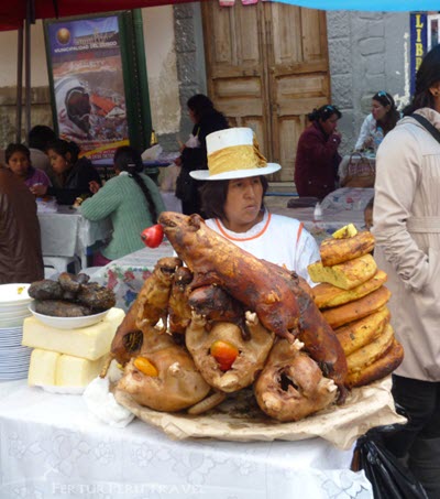 Tourists and locals flock to Plaza San Francisco for chiriuchu (cold plate), the traditional dish of the Octavo Festival