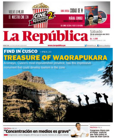 In the Four Lakes circuit south of Cusco, along the route to Puno, lies the Inca temple fortress of Wakrapukara. Lesser known than other Inca archaeological sites, like Sacsayhuaman or Machu Picchu, this destination is ideal for a trekking and camping adventure. Contact you Peru travel agent Fertur Peru for details.