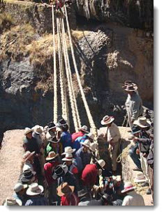 Rebuilding the Q’eswachaka bridge ~ © 2010 Peru National Institute of Culture