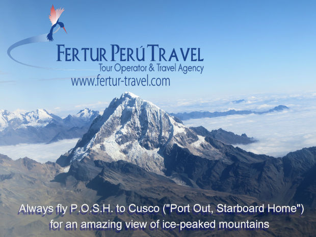 Enjoy amazing views off majestic Andean glaciers and ice-peaks on your flight to Cusco.