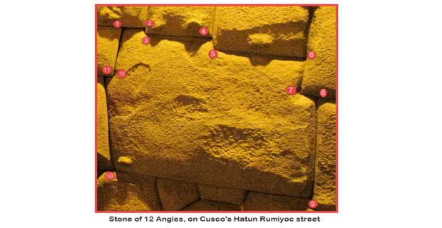 Famous 12 angle Inca stone topped but not overshadowed by 13 angle stone