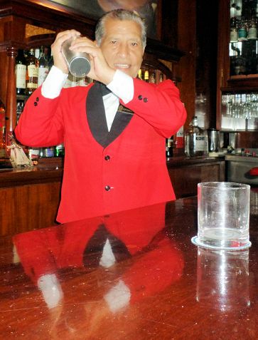 Eloy Cuadros, renowned head barman from the legendary Hotel Maury bar, mixes up the perfect pisco sour. 