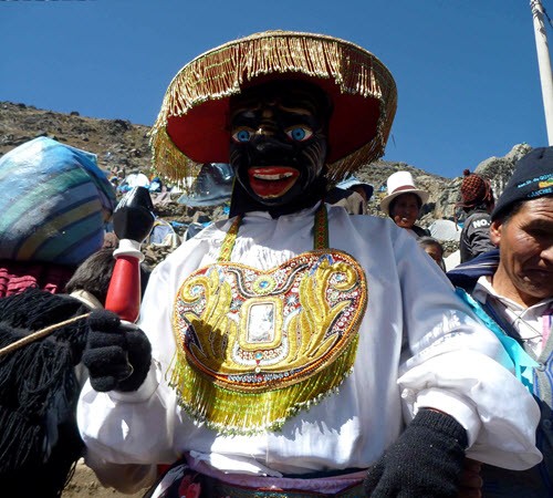 A traditional dancer at the high mountain festival of the Qoyllur Rit’i (or “Snow Star” in Quechua)