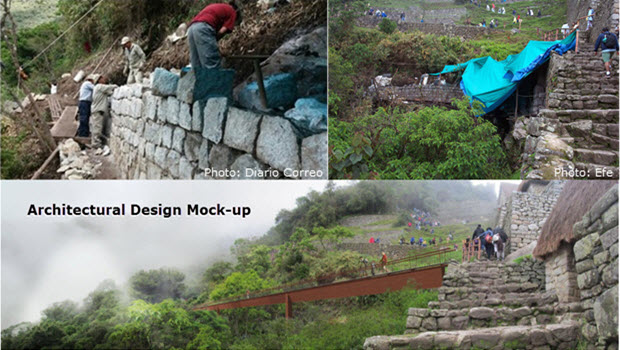 Reconstruction at Machu Picchu begins, starting with exit ramp