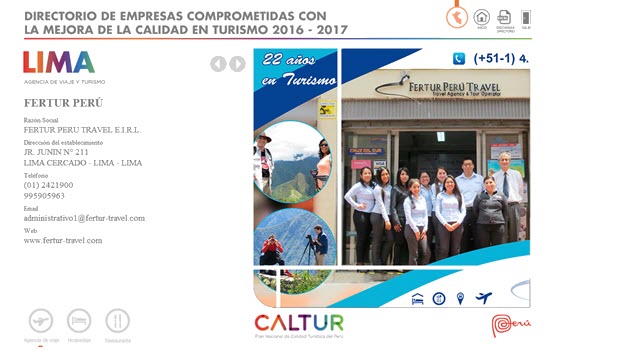 Fertur Peru Travel Again Earns CALTUR Seal of Tourism Quality