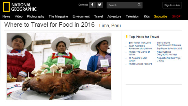 Lima Makes National Geographic Top 10 Food Destination For 2016