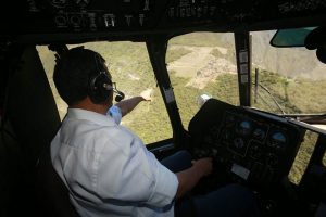 Peru President Ollanta Humala pointing out Peru's premier archaeological site, Machu Picchu