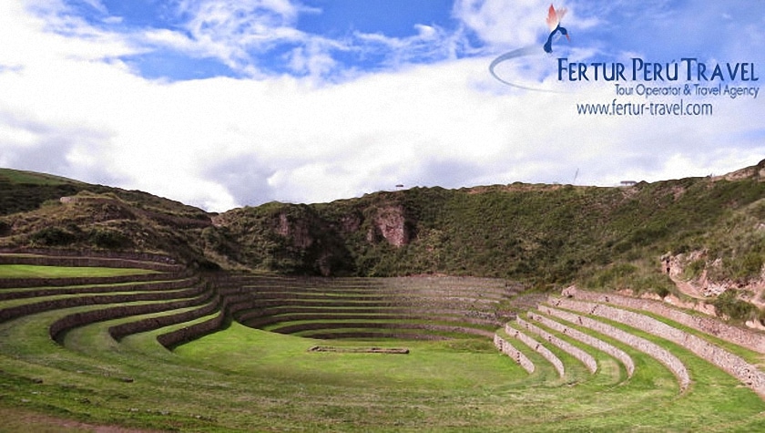 Moray Inca Ruins during the rainy season when it is verdant green