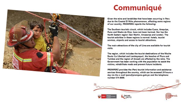 A message for our clients about El NiÃ±o hitting Peru’s Northern Coast