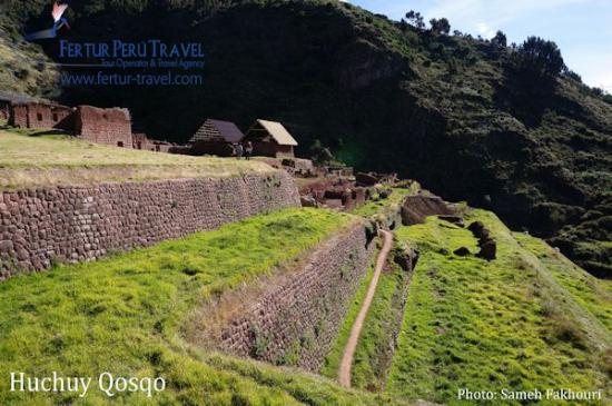 The Inca terraces of Huchuy Qosquo, which in Quechua means "Little Cusco"