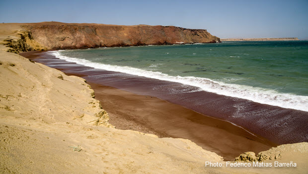 Red Sand Beach in Peru: Playa Roja in Paracas National Reserve