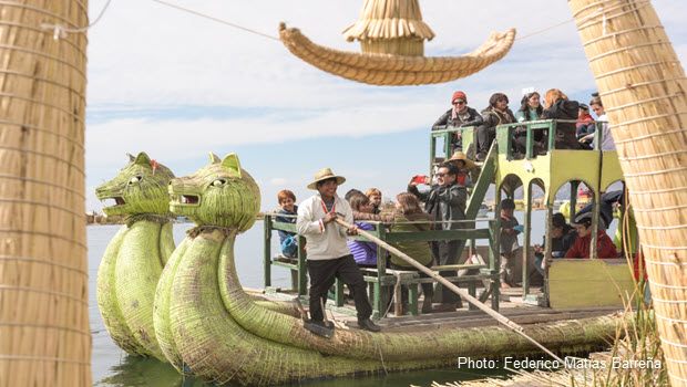 Totora reed boat on Lake Titicaca