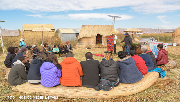 Tourists on Uros Islands