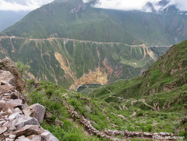 Panoramic verdant view of the Colca Canyon