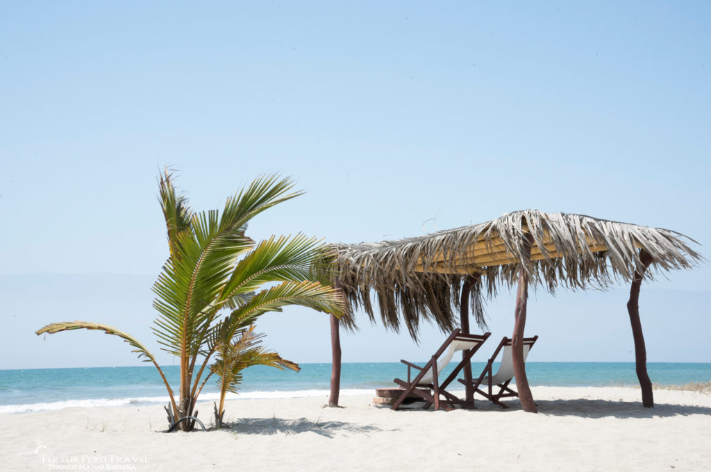 Zorritos, one of the best beaches in Peru for tranquility and soft white sand. 