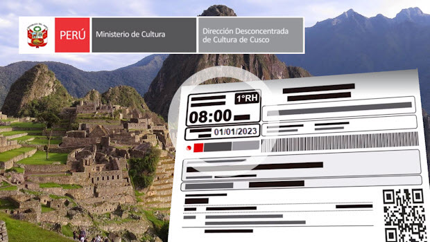 Machu Picchu tickets indicate a specific time slot to enter the Inca sanctuary