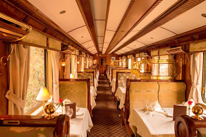 Luxurious dining carriage of the Hiram Bingham Train to Machu Picchu