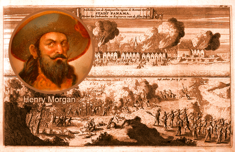 British pirate Henry Morgan repelled by Spanish forces in 1668, outmaneuvered by Ana Francisca de Borja y Doria, acting Peru Viceroy. 