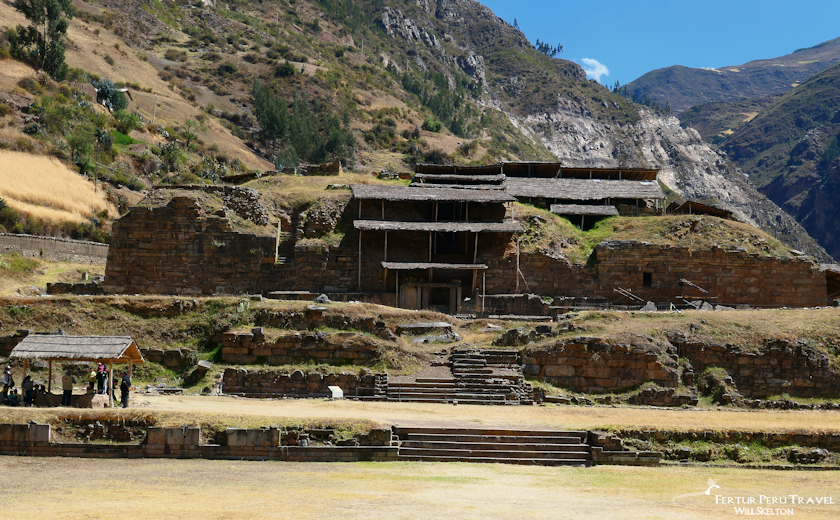 Tourists stand in front of the Old Temple at Chavín de Huántar, a UNESCO World Heritage Site in Peru. Chavín de Huántar was a major religious and cultural center for the Chavín culture, which flourished from around 900 to 200 BC.