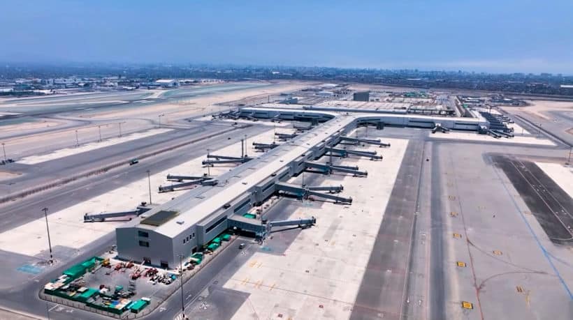 Aerial view of new terminal at Jorge Chavez International Airport in Lima Peru