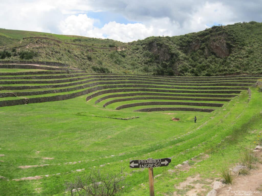 Moray - Cusco Peru one day in March | Peru Travel Blog Best Time to Visit Cusco? This photo of the remarkable circular concentric stone terraces of Moray glowing vivid green was taken in March. Photo: Fertur Peru Travel / Patricia Tenicela.