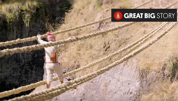 Qeswachaka-great-big-story | Peru Travel Blog Screen capture from CNN segment on Q’eswachaka, Peru’s last handwoven rope bridge