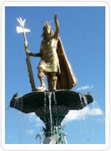 The statue of Inca Pachacutec in Cusco's main plaza