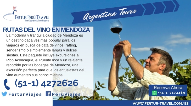 Paquetes turísticos a la región vitivinícola de Mendoza en Argentina desde Lima