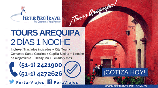 Disfruta el tour: Arequipa 2 días 1 noche con la agencia Fertur Perú Travel