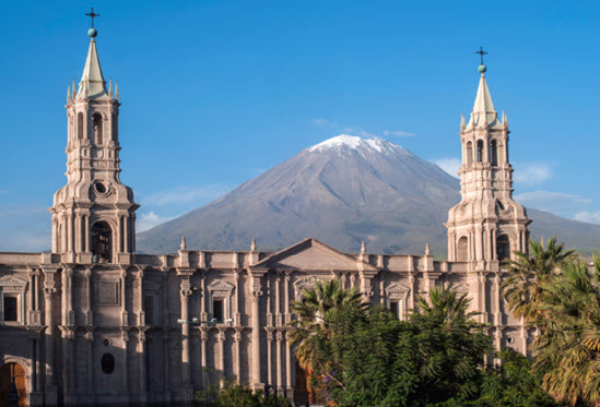 El Misti volcano from Arequipa Main Plaza