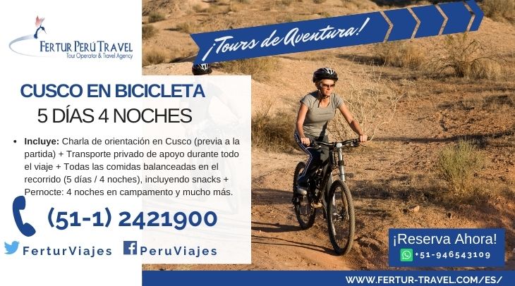 Tour en bicicleta en Cusco 5 Días 4 Noches vía Fertur Peru Travel