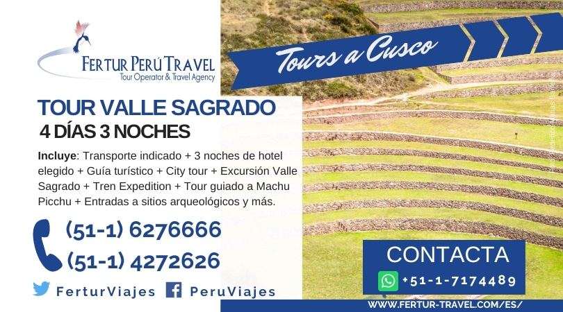 Tour Valle Sagrado de los Incas 4 días vía Fertur Peru Travel