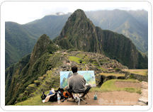 Image of painter in Machu Picchu