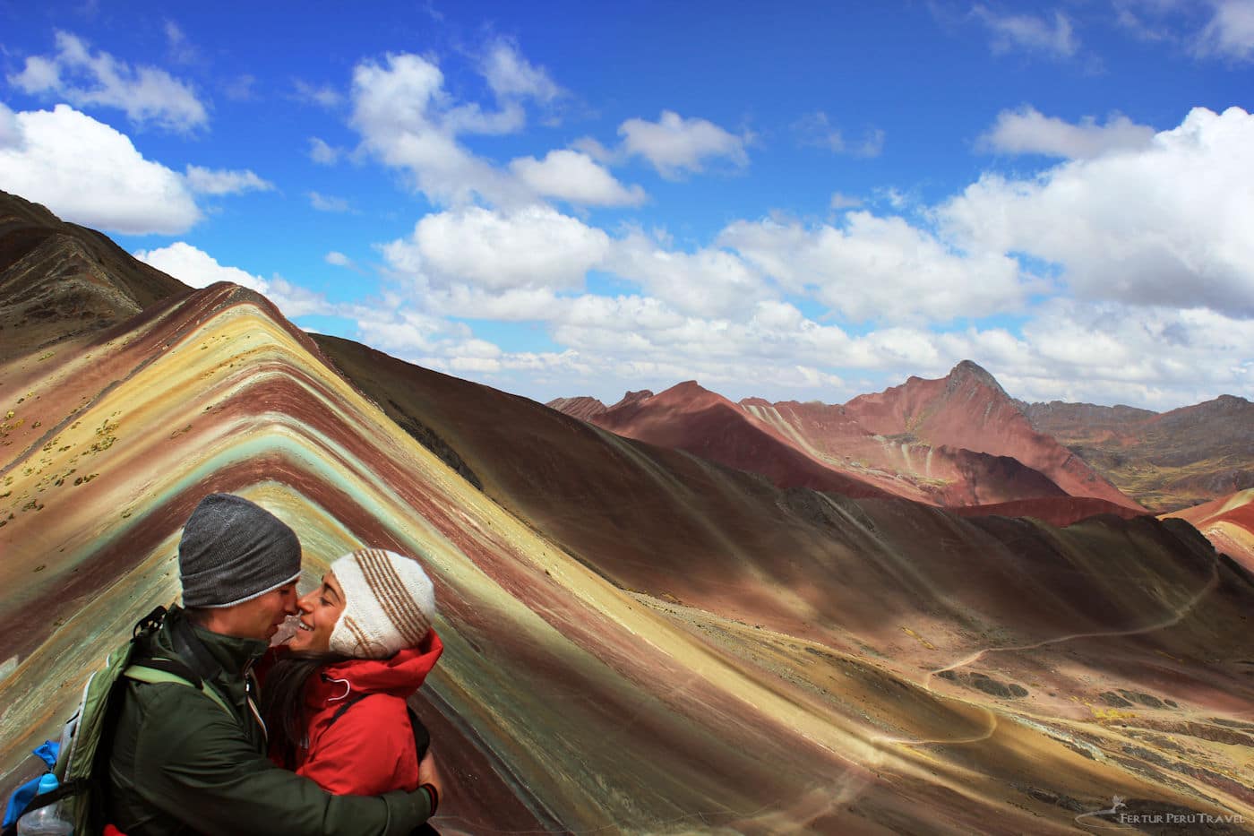 Fertur clients reach foot of Rainbow Mountain in Cusco Peru