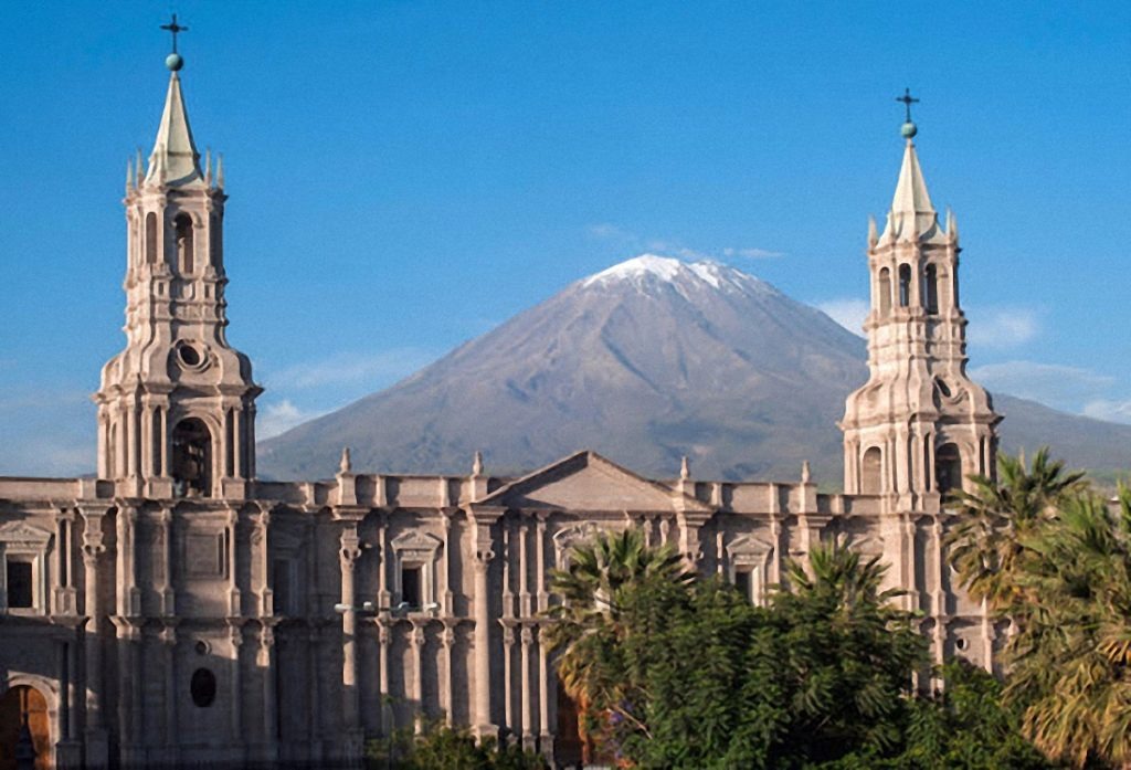 the misti volcano from arequipa