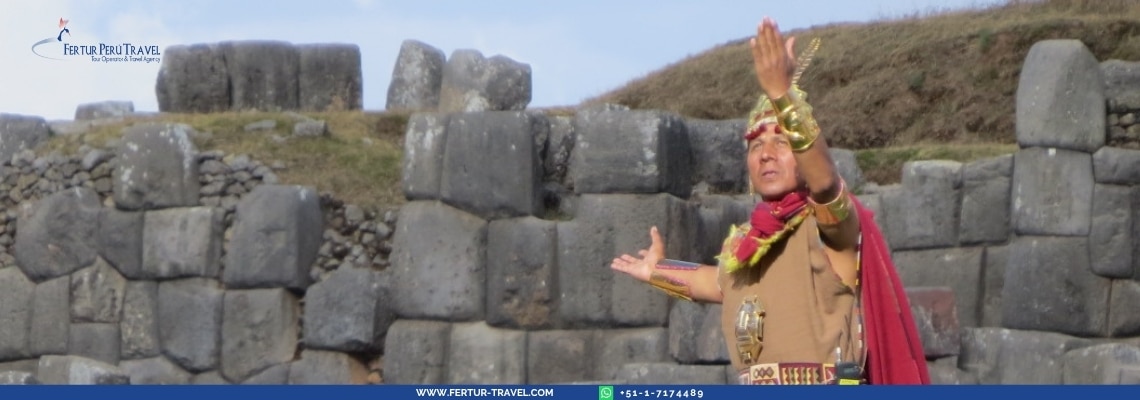 Reenactment of the Inti Raymi ceremony in Cusco, Peru. 
