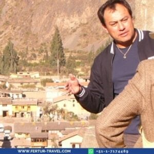 Fertur clients with their private guide at Ollantaytambo - Sacred Valley, Cusco, Peru