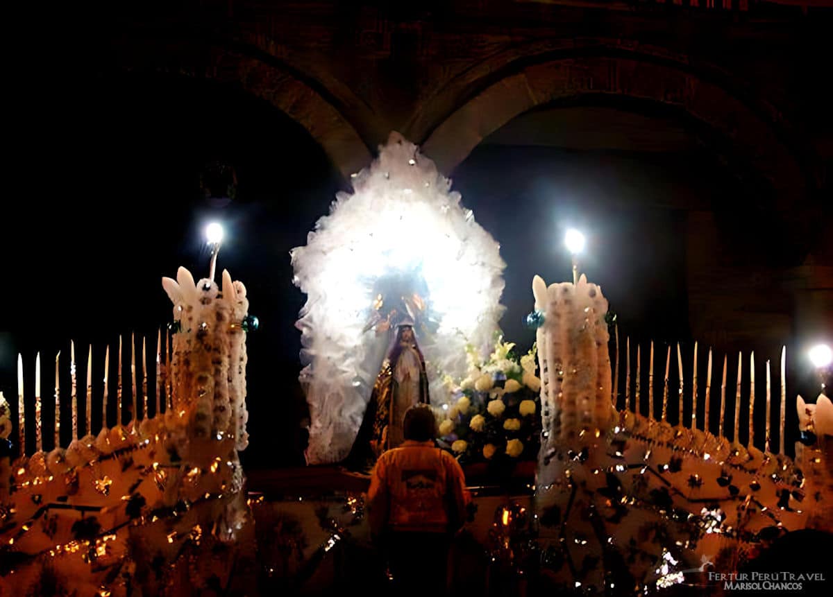 Man make the pilgrimage to the Easter Holy Week celebration in Ayacucho, Peru